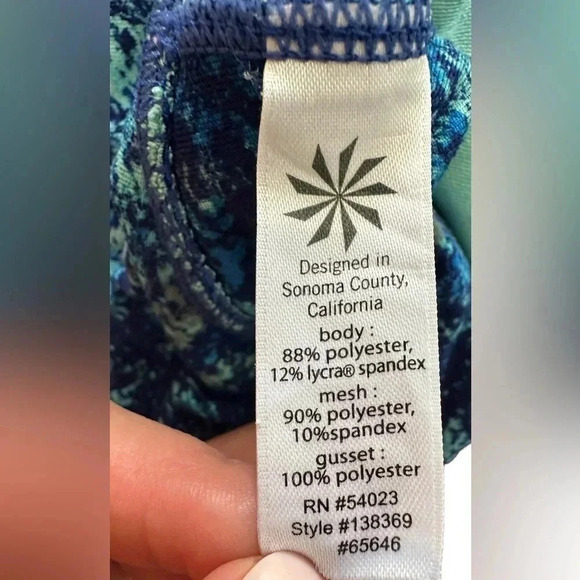 Athleta Cropped / Knicker Tight Yoga Fitness Pant Size Small Splatter Blue - Picture 5 of 9